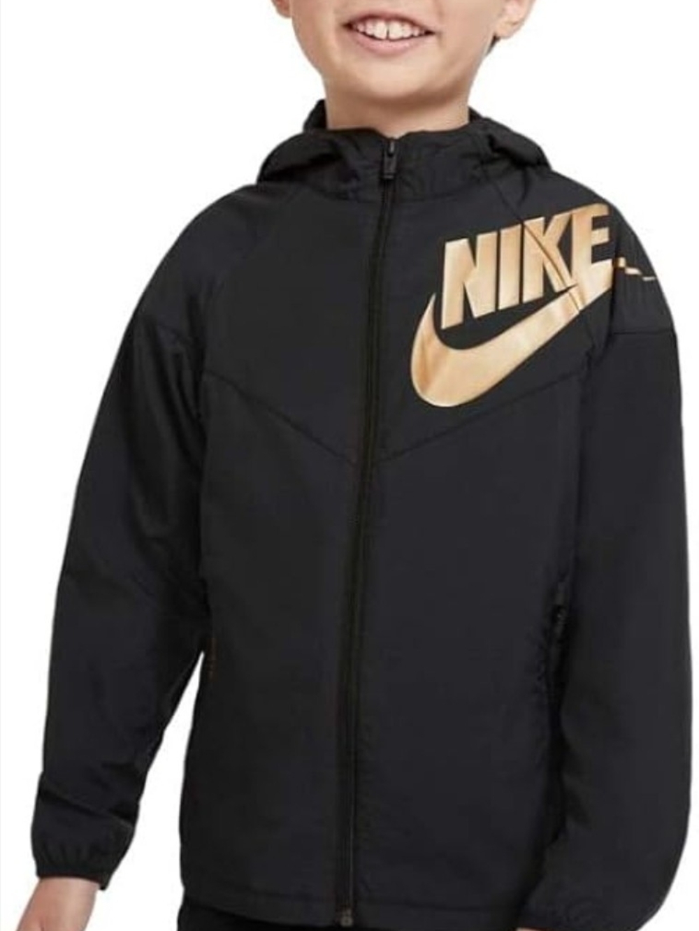 Nike Black Windbreaker with Gold Logo